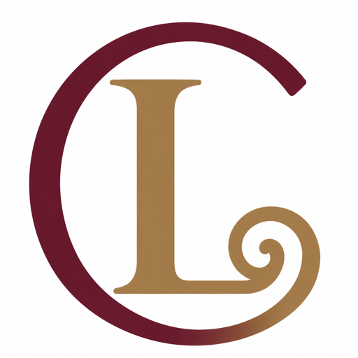 Chad Lagos logo, a maroon and bronze monogram mark